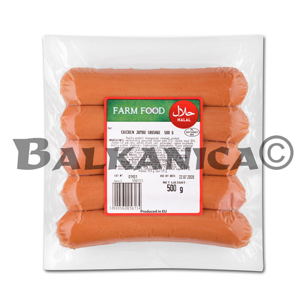 500 G SALSICHAS COM FRANGO JUMBO FARM FOOD