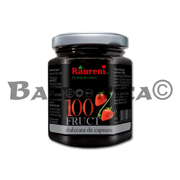 230 G JAM STRAWBERRY 100% FRUIT RAURENI