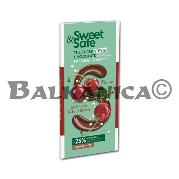 90 G CHOCOLATE MILK WITH SOUR CHERRY AND QUINOA FROM STEVIA SWEET&SAFE