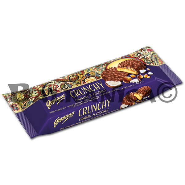 140 G BISCUITS CRUNCHY WITH CARAMEL COCONUT AND HAZELNUTS GOPLANA