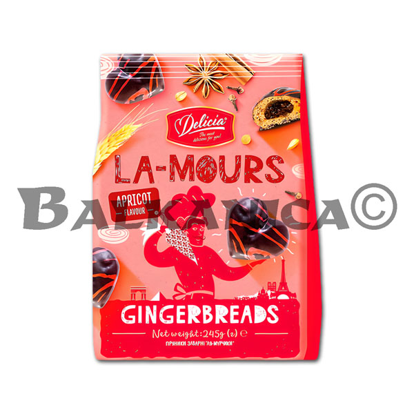 245 G GINGERBREADS WITH DECOR AND APRICOT FLAVOUR LA-MOURS FRIENDY