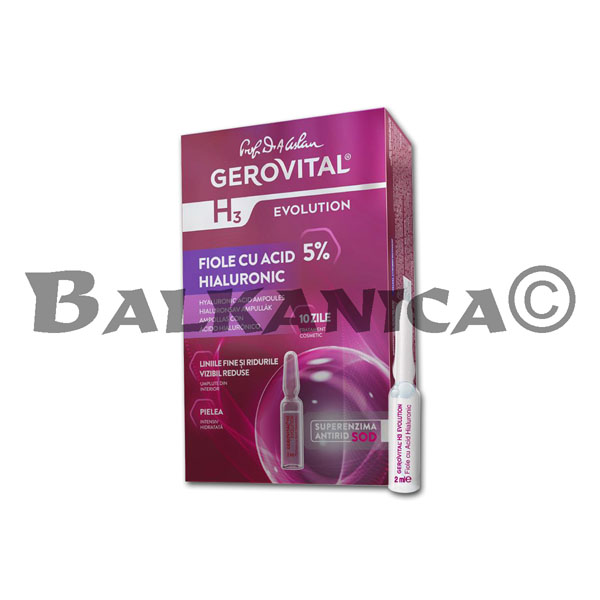 10 X 2 ML FIOLE CU ACID HIALURONIC 5% GEROVITAL H3