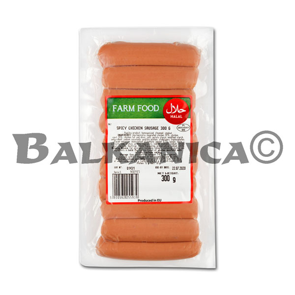 300 G SALCHICHAS PICANTES CON POLLO FARM FOOD 300 G SALCHICHAS PICANTES CON POLLO FARM FOOD