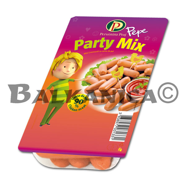 250 GR SALCHICHAS DE POLLO PEPE PARTY MIX MINI PERUTNINA 250 GR SALCHICHAS DE POLLO PEPE PARTY MIX MINI PERUTNINA