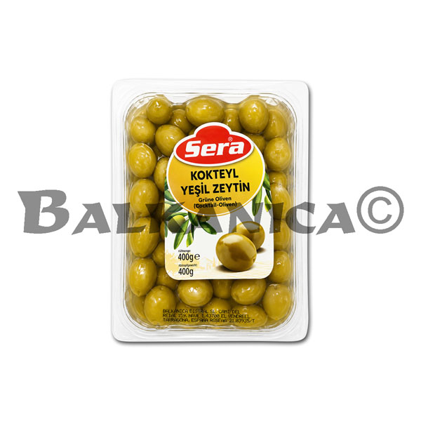 400 G GREEN OLIVES WHOLE SERA