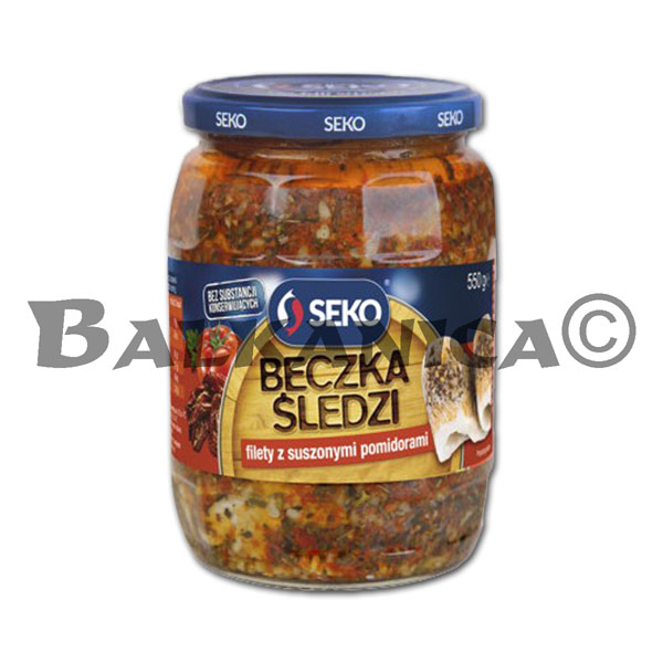 550 G BECZKA SLEDZI FILETY Z SUSZONYMI POMIDORAMI SEKO