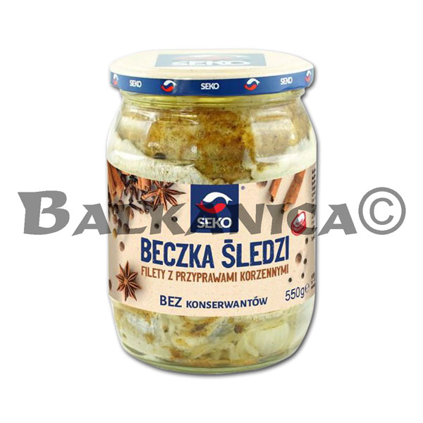 550 G HERING FILLET IN BRINE WITH SPICES SEKO 550 G HERING FILLET IN BRINE WITH SPICES SEKO