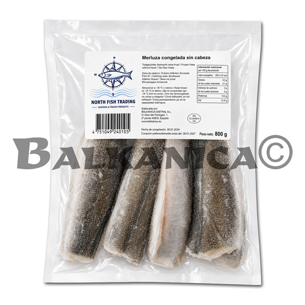 800 G MERLUZA SIN CABEZA CONGELADA100/200 SIA NORT FISH