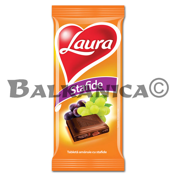 90 GR CHOCOLATE NEGRO CON PASAS LAURA 90 GR CHOCOLATE NEGRO CON PASAS LAURA
