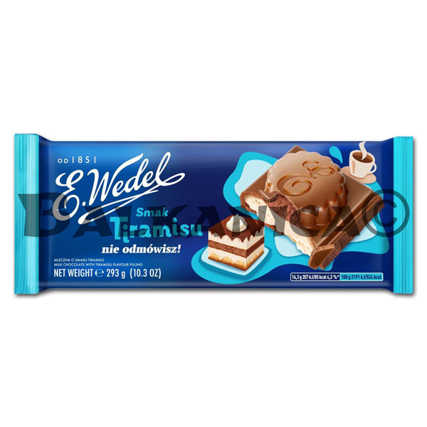 293 G CHOCOLATE CON LECHE Y TIRAMISU WEDEL 293 G CHOCOLATE CON LECHE Y TIRAMISU WEDEL