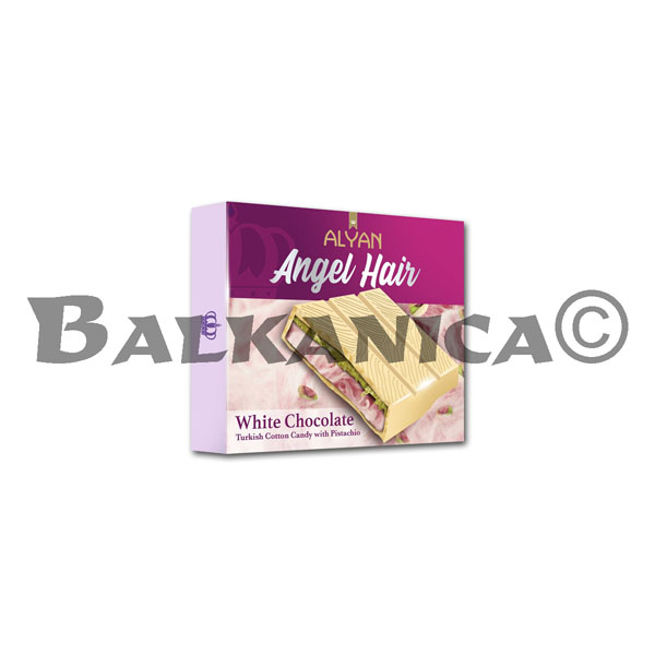 80 G CHOCOLATE BLANCO TURCO ALGODON DE AZUCAR Y PISTACHO PELO DE ANGEL ALYAN 80 G CHOCOLATE BLANCO TURCO ALGODON DE AZUCAR Y PISTACHO PELO DE ANGEL ALYAN