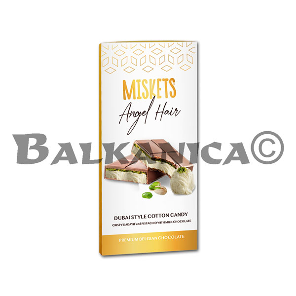 90 G CHOCOLATE CON ALGODON DE AZUCAR Y PISTACHO PELO DE ANGEL MISKETS 90 G CHOCOLATE CON ALGODON DE AZUCAR Y PISTACHO PELO DE ANGEL MISKETS