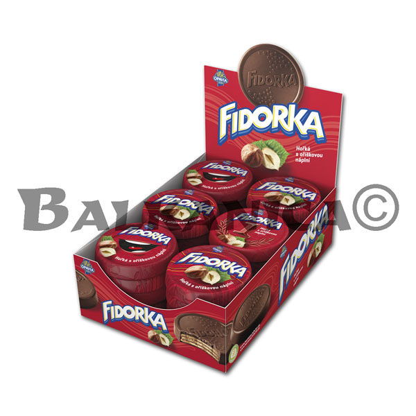 30 G BARQUILLO CON CHOCOLATE NEGRO Y AVELLANAS FIDORKA