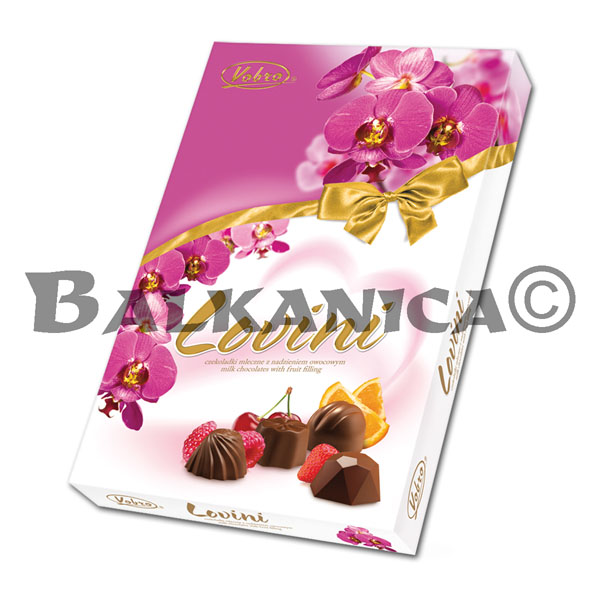 170 G MILK CHOCOLATES WITH FRUIT FILLING LOVINI VOBRO 170 G MILK CHOCOLATES WITH FRUIT FILLING LOVINI VOBRO