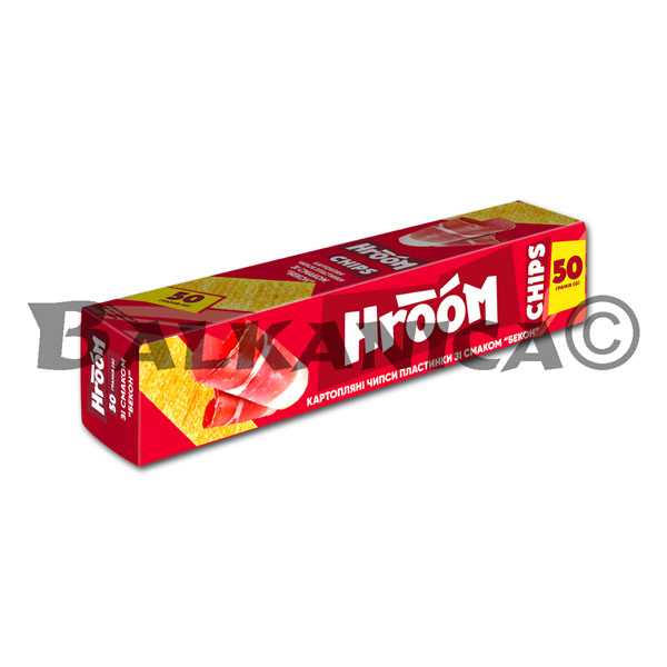 50 G FLAT CHIPS BACON FLAVOR HROOM 50 G FLAT CHIPS BACON FLAVOR HROOM