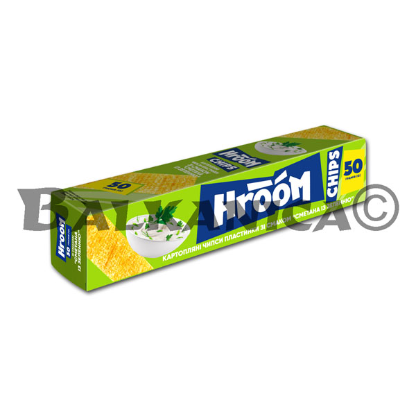 50 G FLAT CHIPS SOUR CREAM WITH HERBS FLAVOR HROOM 50 G FLAT CHIPS SOUR CREAM WITH HERBS FLAVOR HROOM