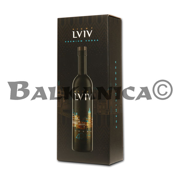 0.5 L VODKA WITH 2 SHOT GLASSES IN BOX NIGHT LVIV 40 %