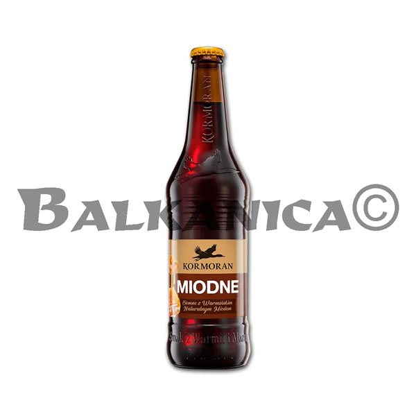 0.5 L BERE NEAGRA STICLA CU MIERE KORMORAN 5.7%-16.1P